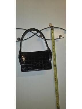 Black Croc Embossed Faux Leather Purse With Hand Detailing